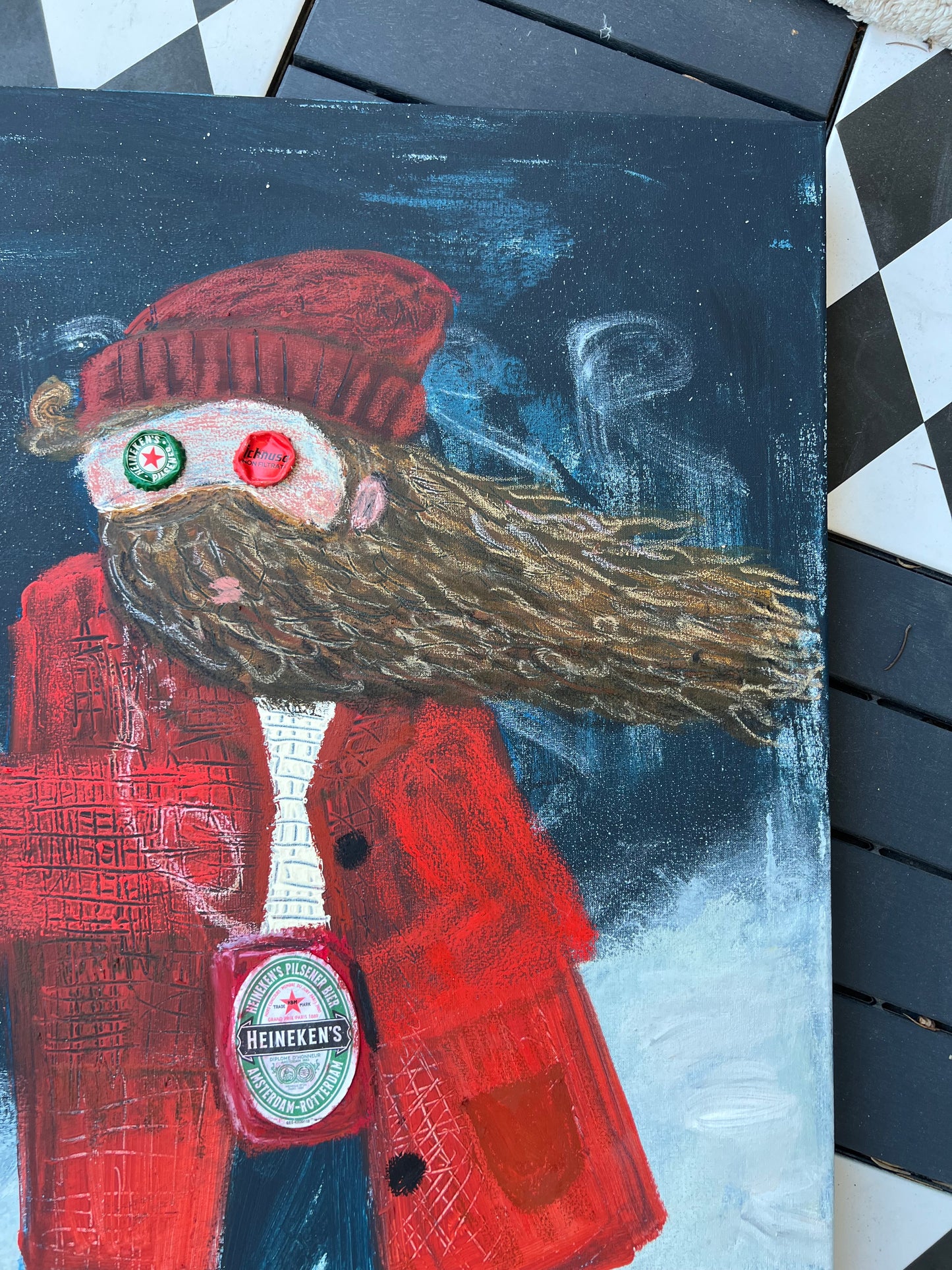 Terrier outside is frightful (80 x 80 cm / 31 x 31 in)