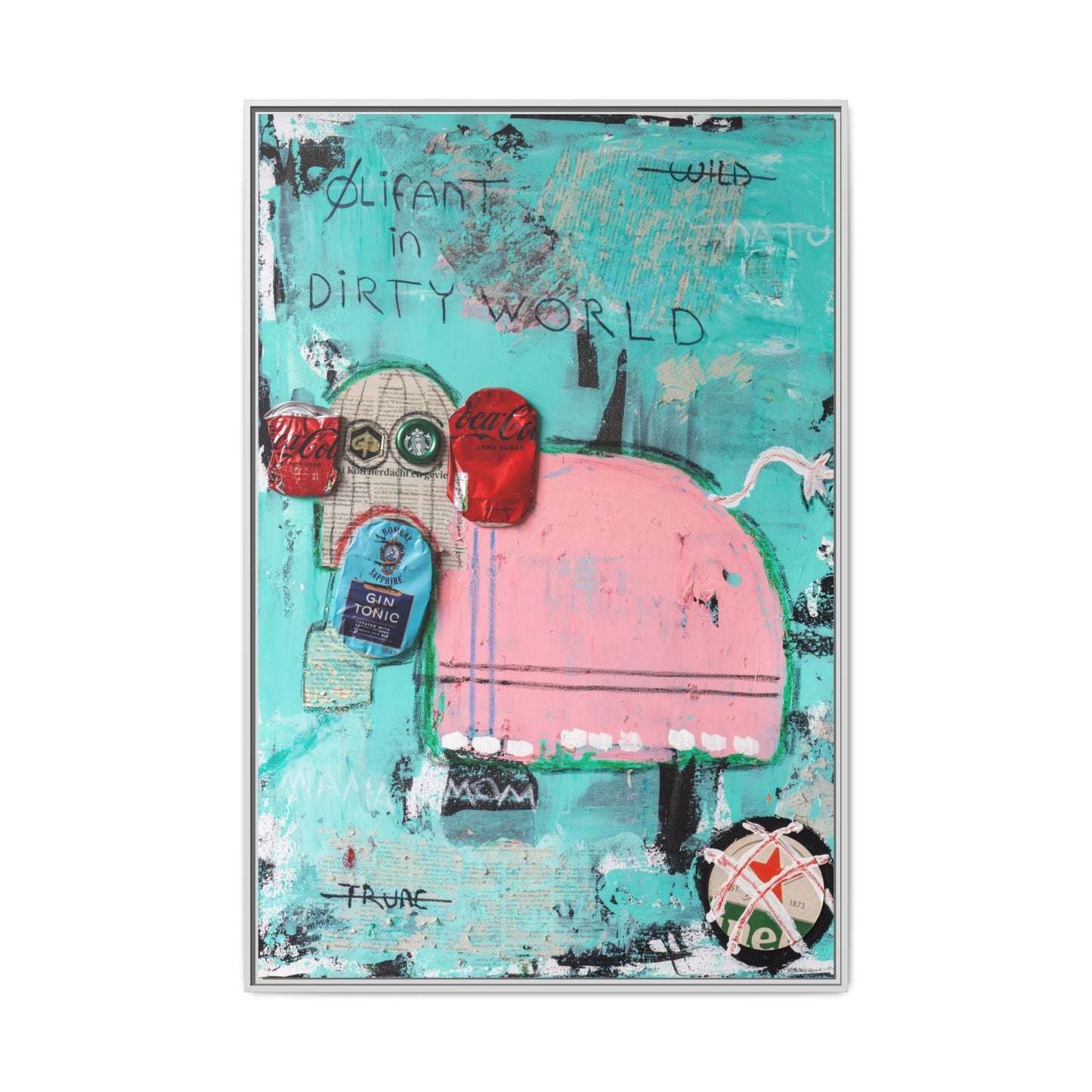 Canvas print: Olifant in dirty world