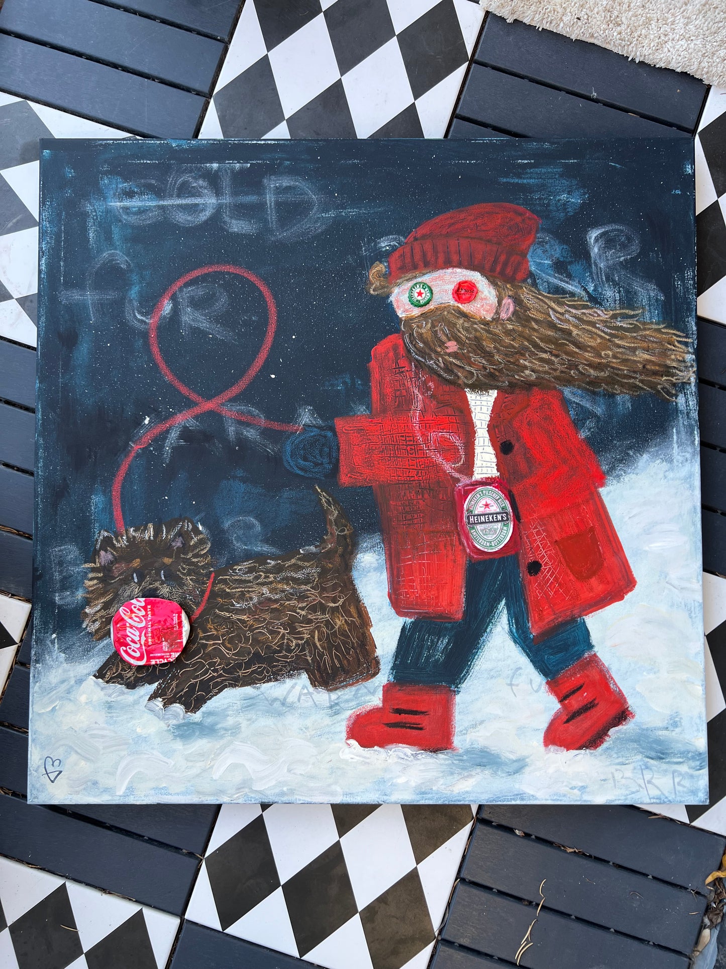 Terrier outside is frightful (80 x 80 cm / 31 x 31 in)