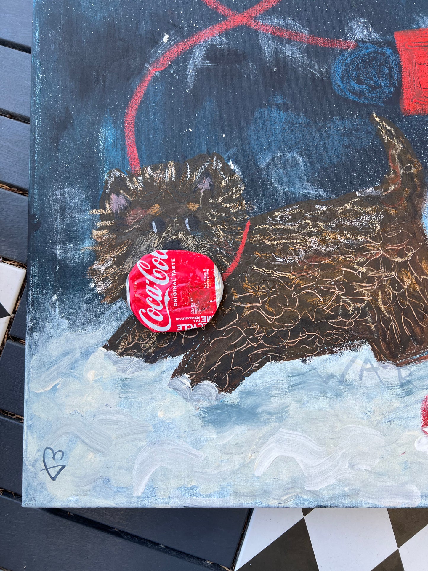 Terrier outside is frightful (80 x 80 cm / 31 x 31 in)