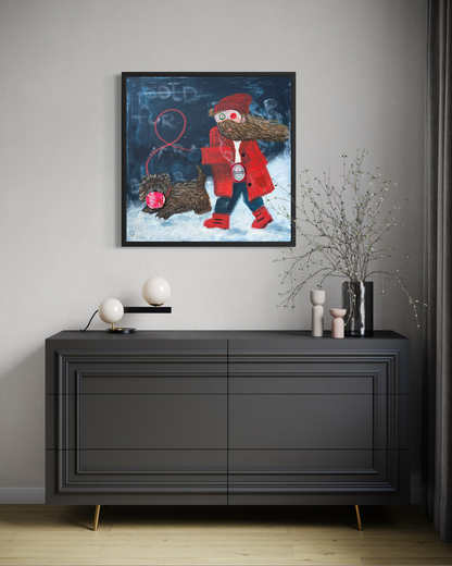 Terrier outside is frightful (80 x 80 cm / 31 x 31 in)