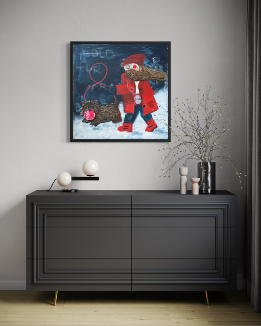 Terrier outside is frightful (80 x 80 cm / 31 x 31 in)