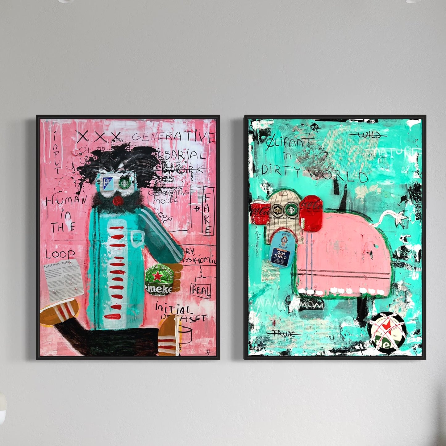 2 x Canvas prints: Human and Olifant
