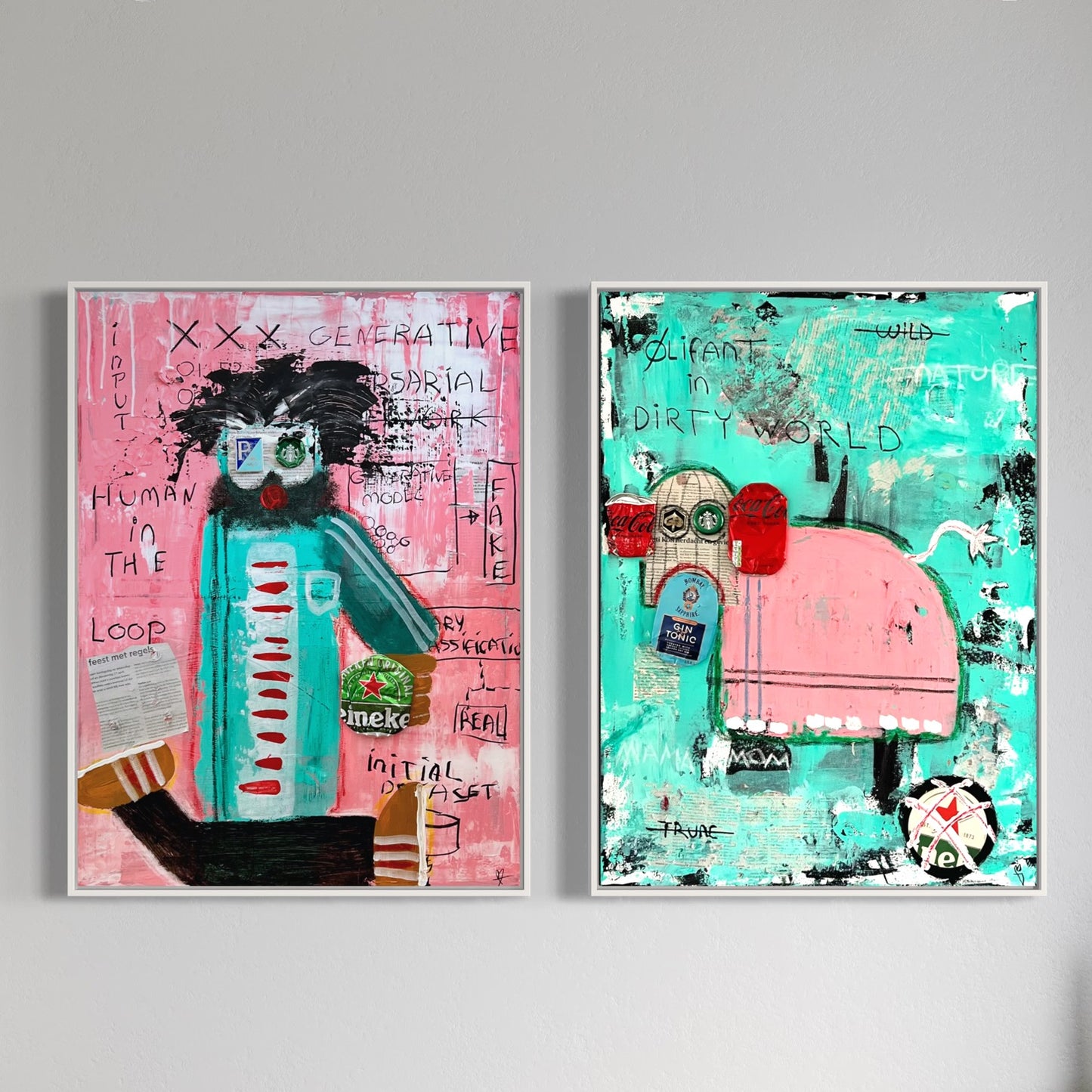 2 x Canvas prints: Human and Olifant