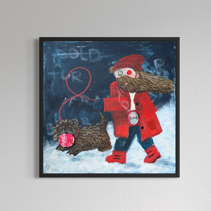 Terrier outside is frightful (80 x 80 cm / 31 x 31 in)