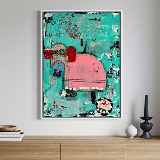 Canvas print: Olifant in dirty world