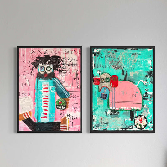 2 x Canvas prints: Human and Olifant