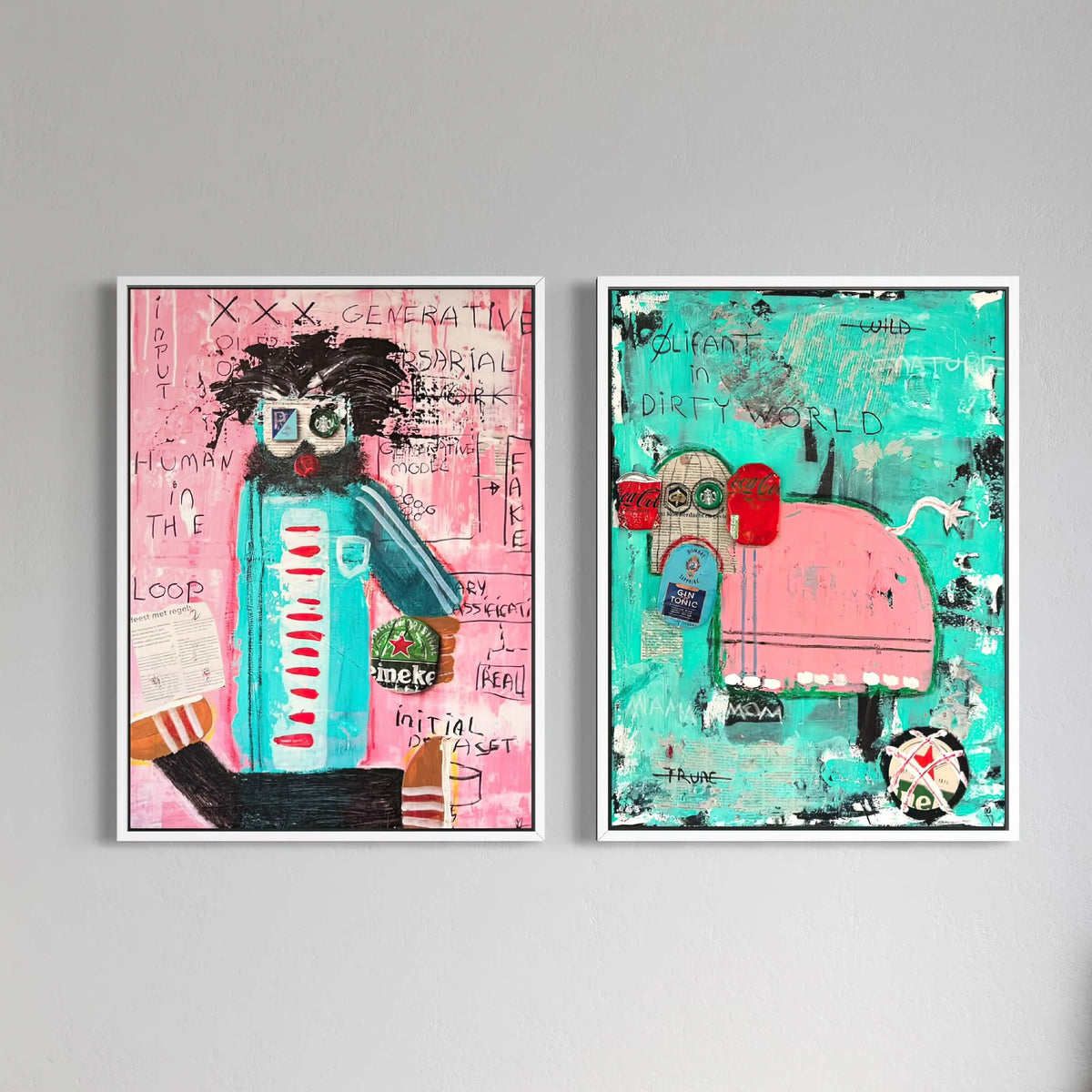 2 x Canvas prints: Human and Olifant