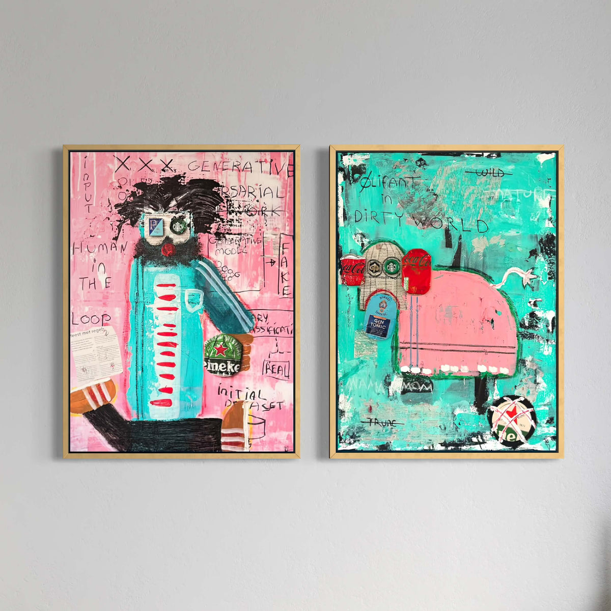 2 x Canvas prints: Human and Olifant