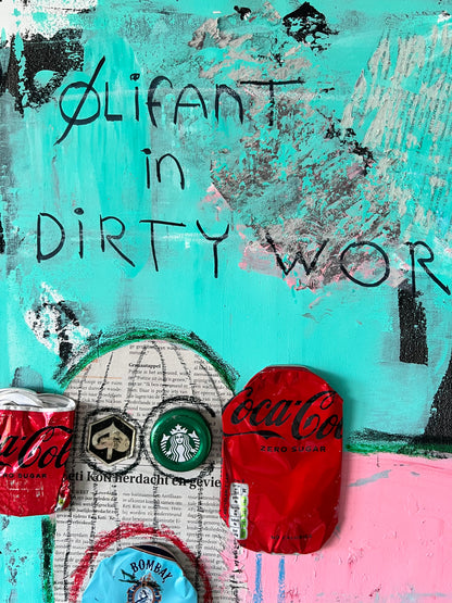 Original: Olifant in dirty world (58 x 78 cm / 22 x 30 in)