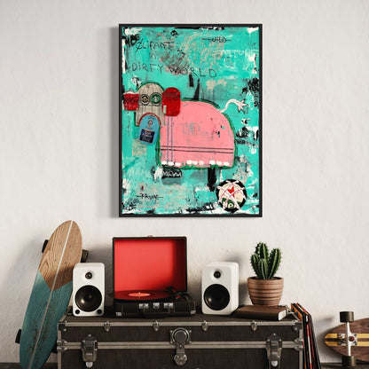 Canvas print: Olifant in dirty world