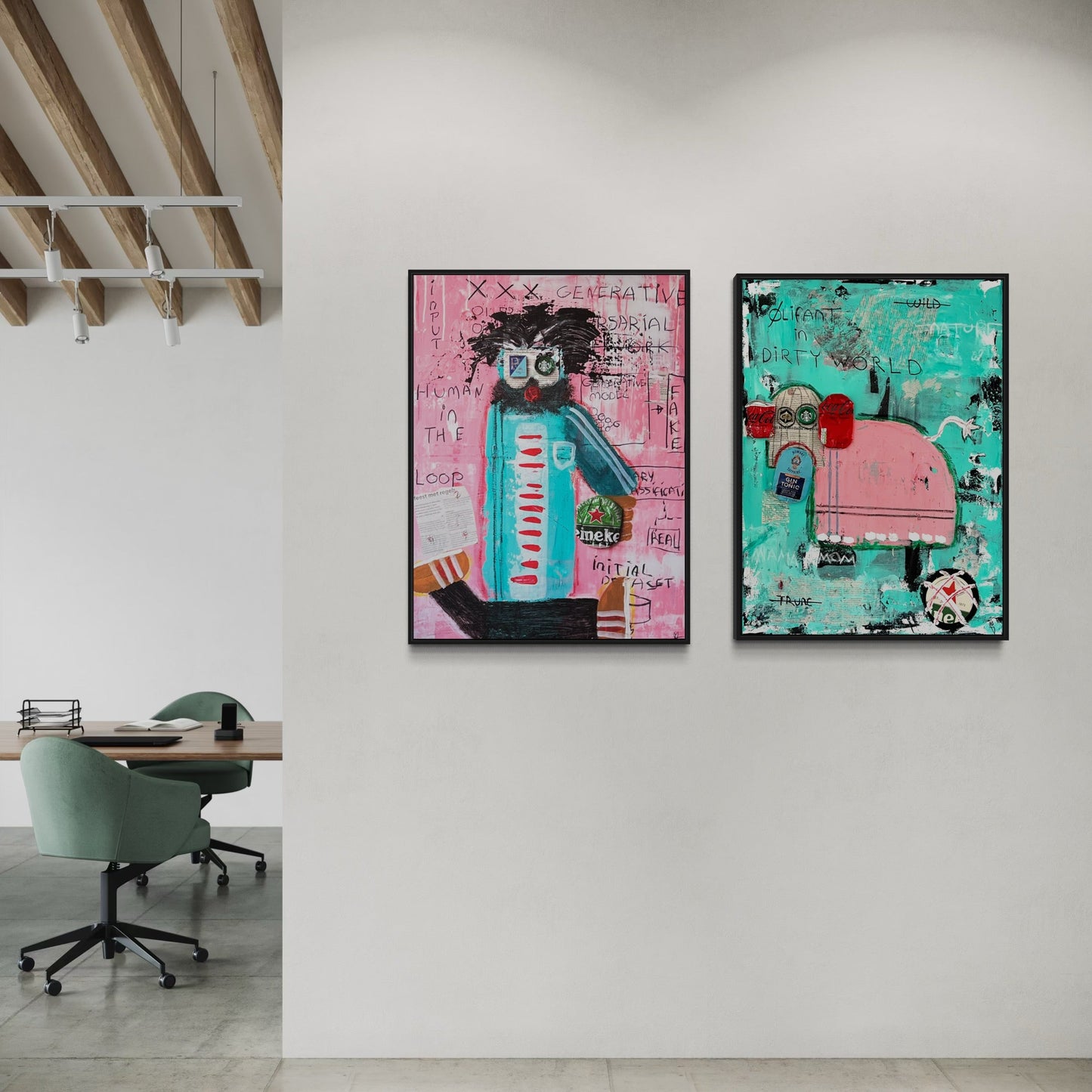 2 x Canvas prints: Human and Olifant