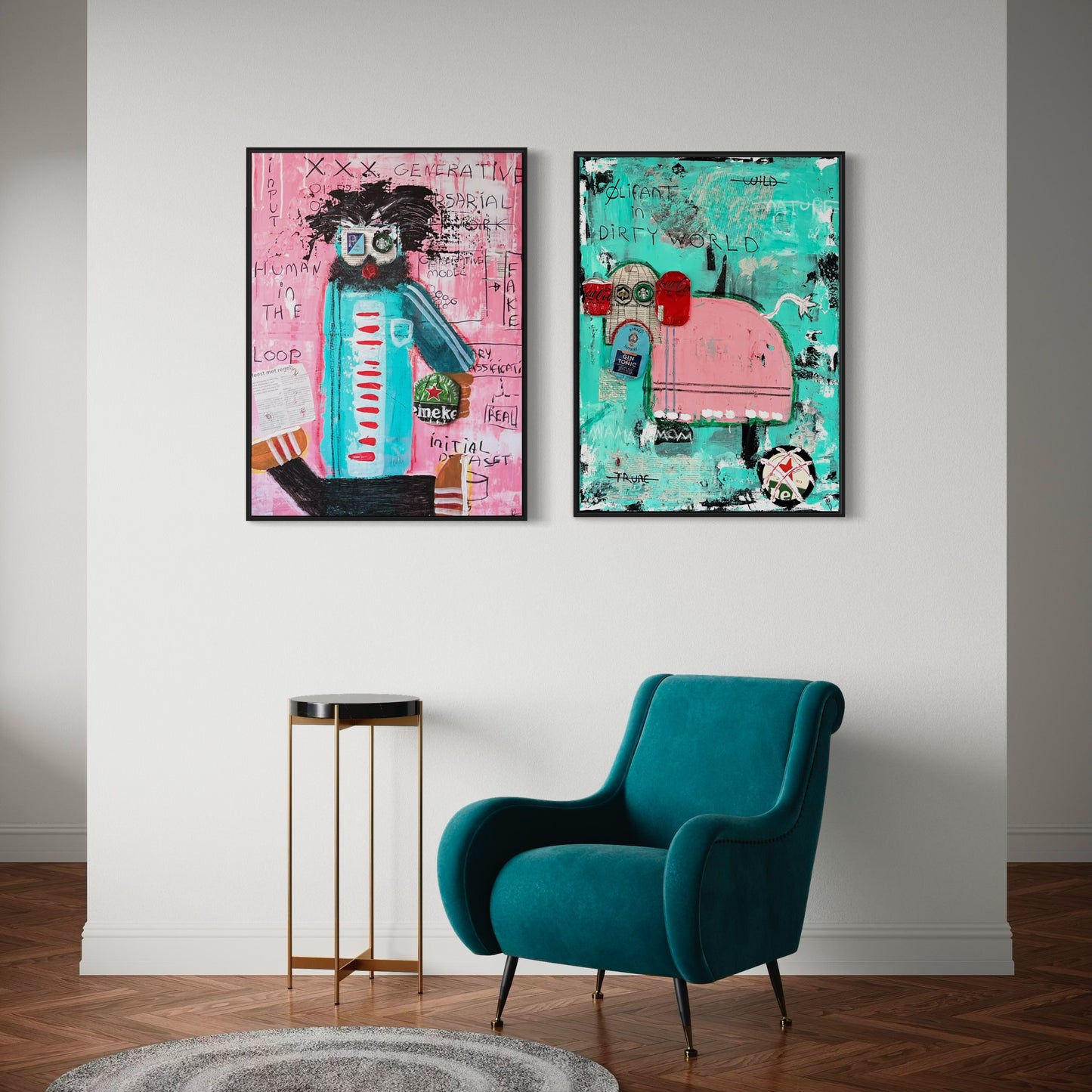 2 x Canvas prints: Human and Olifant