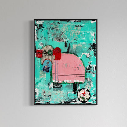 Canvas print: Olifant in dirty world