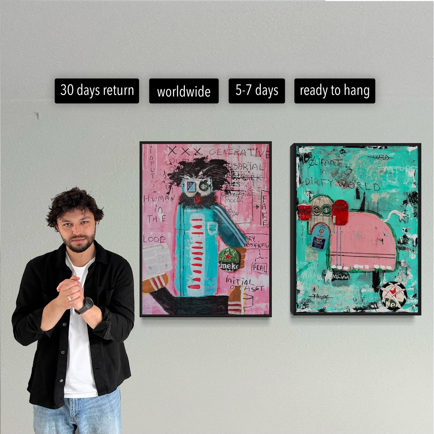 2 x Canvas prints: Human and Olifant